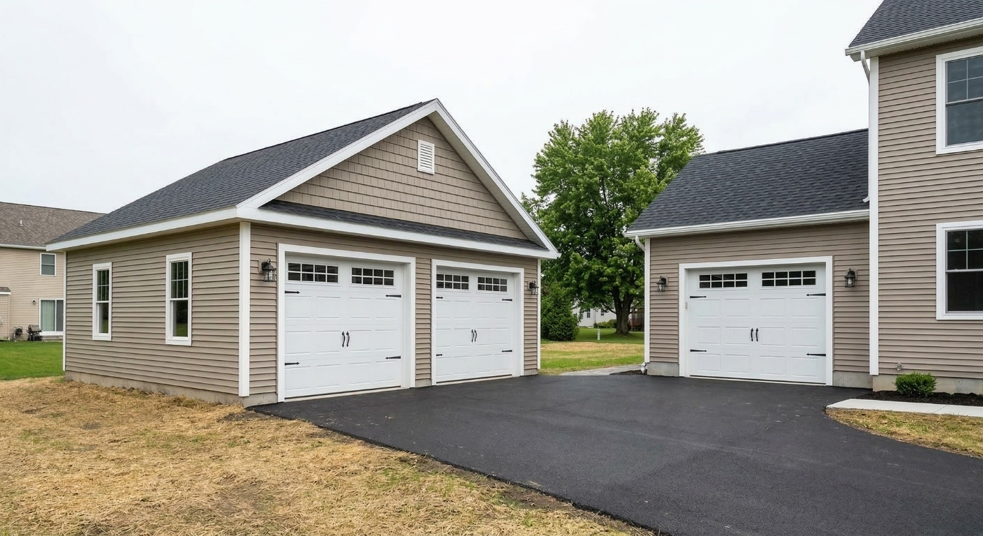 One car attached and two car detached garage in Syracuse NY