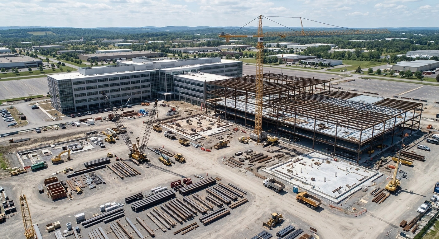 Large-scale commercial facility expansion and structural addition