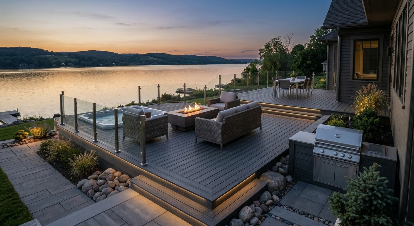Premium composite decking installation for a low maintenance outdoor space