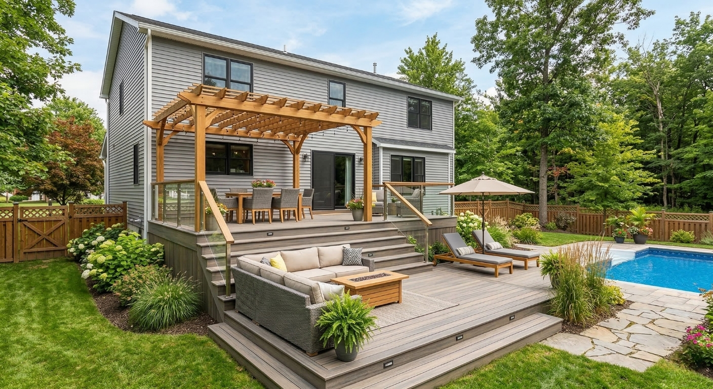 Professional vinyl siding installers finishing an exterior home upgrade in Cayuga County